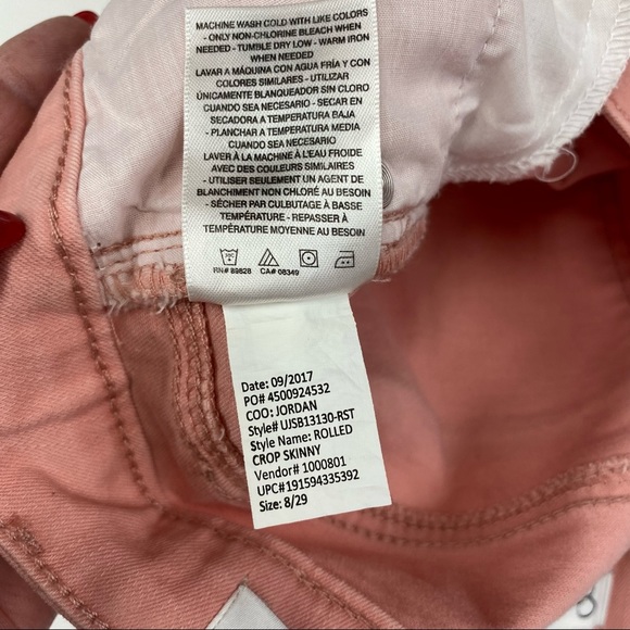 Jessica Simpson Rolled Crop Skinny Mid Rise Peach Color Denim Jeans  Sz 8 - Picture 8 of 10